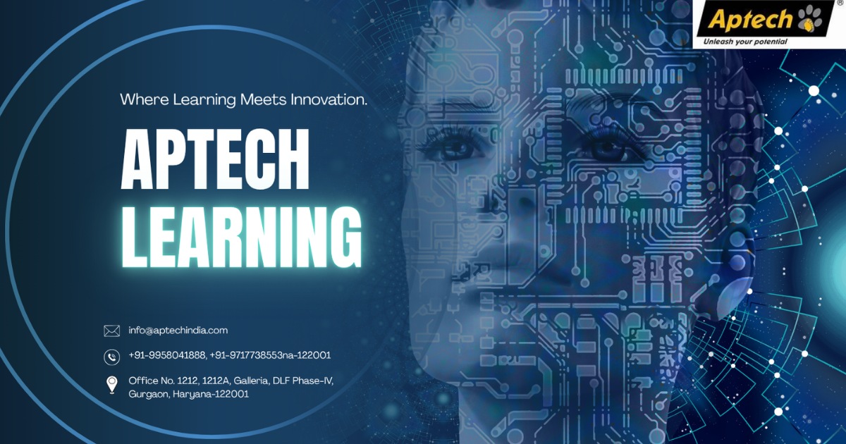 Aptech institute classroom with students learning programming and AI.